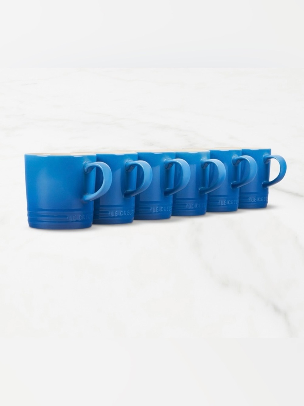 Le Creuset Blue Stoneware Mugs - Set of 6 espresso size